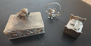 Three Pewter Cat Themed Items