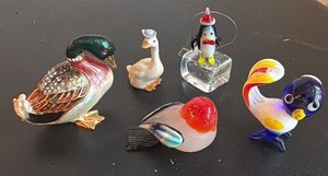 Dept 56 Mallard, Glass Birds and a Ceramic Goose