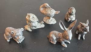 Six Miniature Pewter Animals