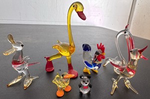 Lot of Seven Hand Blown Glass Miniatures
