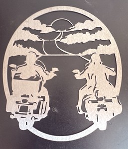 Metal Cutout of Motorcycle Riders