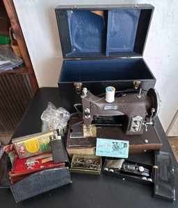 Vintage Domestic Sewing Machine and Attachments