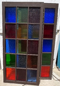 Two Vintage Multi-Colored Stained Glass Windows