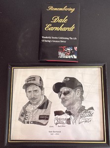 Remembering Dale Earnhardt Book and Framed Sketch by Frank Nareau