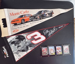 Two Pennants and Four Sports Cards