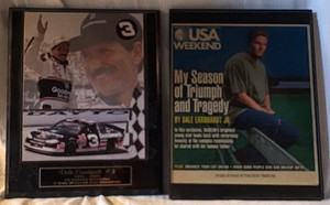 Dale Earnhardt Memorial Plaque and Framed USA Weekend Front Page