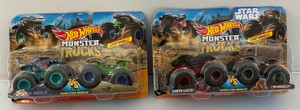 Group of hot wheels, monster trucks, including star wars and more new on card