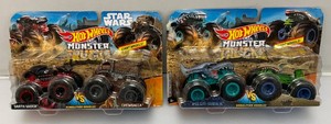 Hot Wheels, monster trucks, including Star Wars. Both new on card