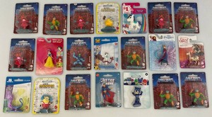 Large group of miscellaneous collectible miniature action figures and more, including justice league, die, cast all new on card