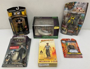 Miscellaneous collectible action figures, including Funko pop. She hawk and more all new in box.