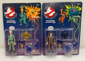 Two, the real ghostbusters, action figures, including Peter and Egon both new on card