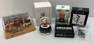 Miscellaneous vintage collectible action figures, including Asian squat. Donald Trump, alien out for a walk and more, all new old stock