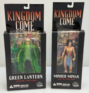 2 collectible DC direct kingdom. Come action figures, including Green Lantern and Wonder Woman. Both new in pack