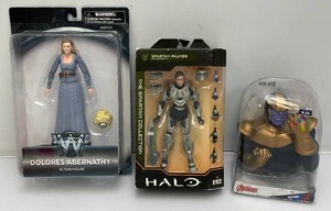 Miscellaneous collectible vintage action figures, including Avengers Halo and more. All are new in pack