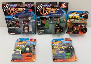 Miscellaneous miniature die cast collectibles and NASCAR, including hot wheels, monster trucks and more. All items are new in pack