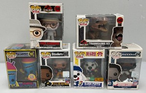 Miscellaneous, collectible Funko pops, includingTyrannosaurus rex and more, all new old stock.