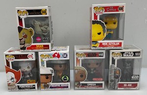 Miscellaneous collectible, funkal pops, including star wars and more.All new old stock.