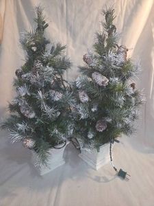 Nearly Natural Pine Pre- lit Flocked White Artificial Christmas Tree