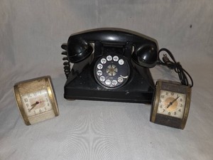Vintage Rotary Phone and Vintage clocks