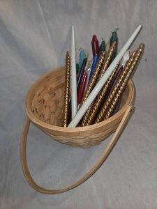 Vintage wicket basket with candles