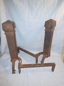 Vintage cast iron andirons fire dogs