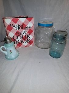Cook Book and vintage Jars