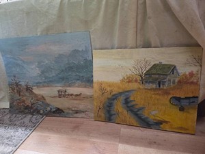 Hand painted Prints with no frames - Lot of 2