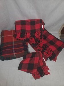Vintage Red & Black Plaid Scarfs