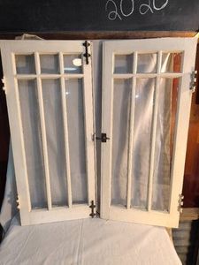 ANTIQUE White Wood Doors with glass design including hinges