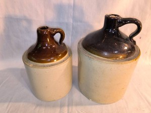 Vintage stoneware Whiskey jugs-2 piece