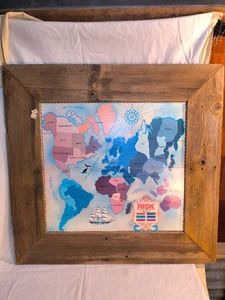 ANTIQUE Wood framed world print