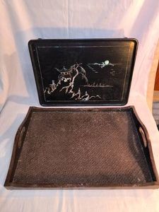 ANTIQUE Chinese coffee table & Wooden Serving Tray