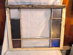 Vintage Window Sash-stained glass-missing pieces