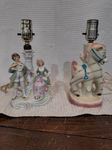 VINTAGE Lamps- Carousel Zebra & Courting Couple-Lot of 2