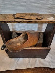 Wooden Shoe Caddy with Vintage Clog