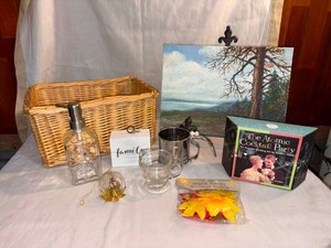 Wicker Basket, Cocktail Party Game, Clear Glass Refillable Container, and more- Lot of 10
