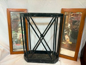 Early 19th Century Antique Metal Umbrella Stand and Two Vintage Mirrors