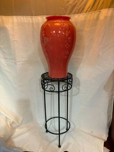 Vintage Vase on Cast Iron Plant Stand