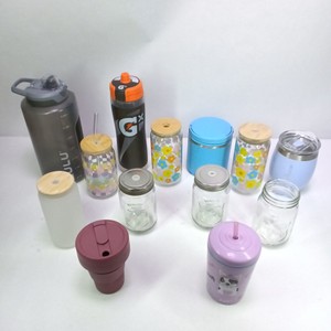 Lot of Assorted Tumblers, Mason Jars, Insulated Cups & Drink Containers
