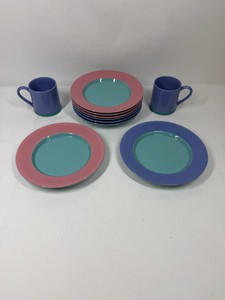Lot of Lindt Stymeist Japan Color Block Dinner Plates and Mugs