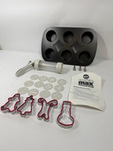 Lot of Nordic Ware Popover Pan, Wilton Cookie Max Press & Holiday Cookie Cutters
