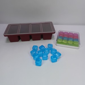 Lot of Ice Cube Trays with Reusable Plastic Ice Cubes