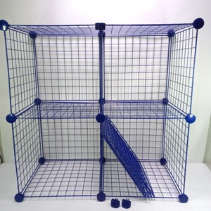 Wire Grid Cube Storage Organizer Shelving Unit Blue