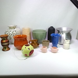 Lot of Assorted Art Glass Vases, Pottery, Planters & Decorative Glassware