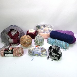 Lot of Yarn, Crochet Squares & Knitting Craft Supplies