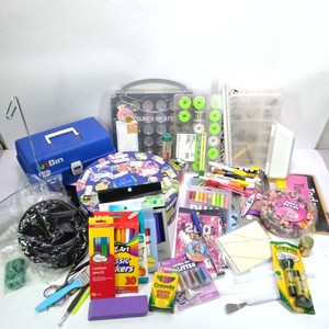Lot of Arts and Crafts Supplies with Storage Cases and Markers