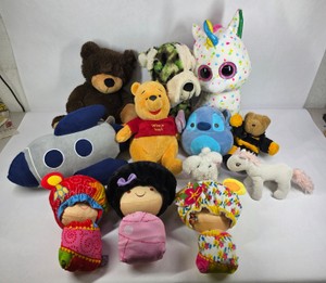 Lot of Plush Stuffed Animals with Disney, Squishmallows & Beanie Boos