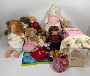 Lot of Dolls, Teddy Bears, Plush Toys & Doll Furniture