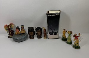 Lot of Decorative Figurines, Glass Swan Pair & Home Dcor Accents