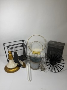 Lot of Home Dcor with Bell, Metal Baskets & Decorative Accessories